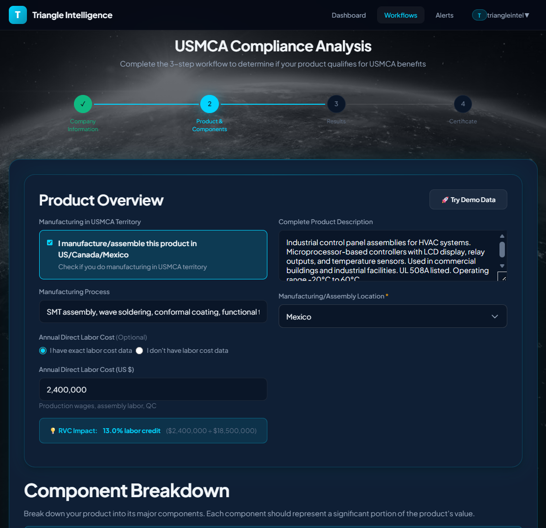 Product information form preview
